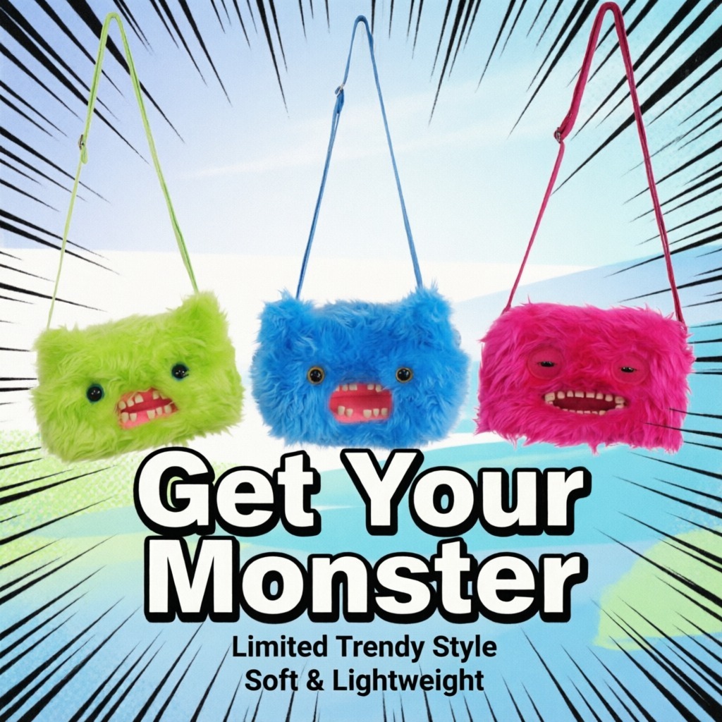 Kids Toys Hong Kong - Cute Monster Plush Crossbody Bag, Funny