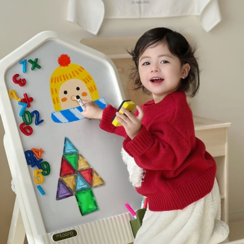 Kids Art Easel - Magnetic Drawing Board Kids Adjustable Easel