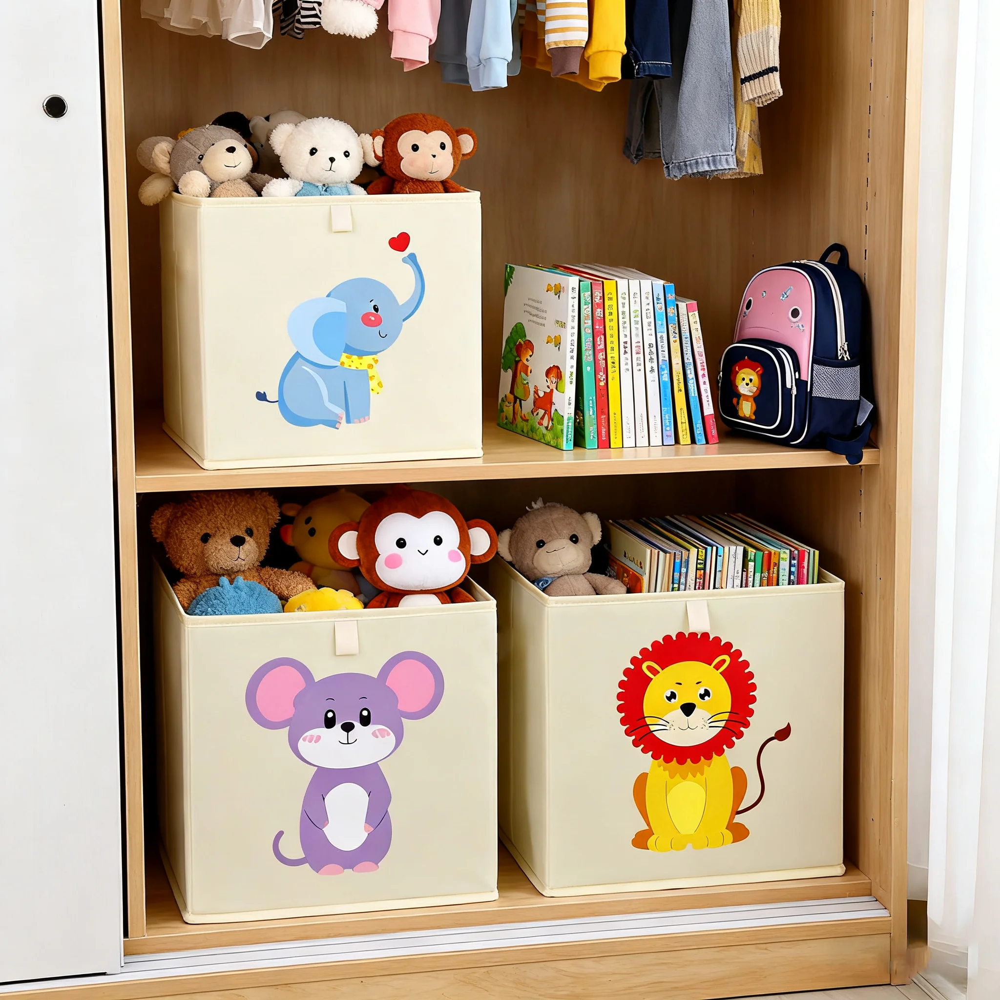 Kids Toys Basket - Cute Cartoon Kids Storage Basket Toy